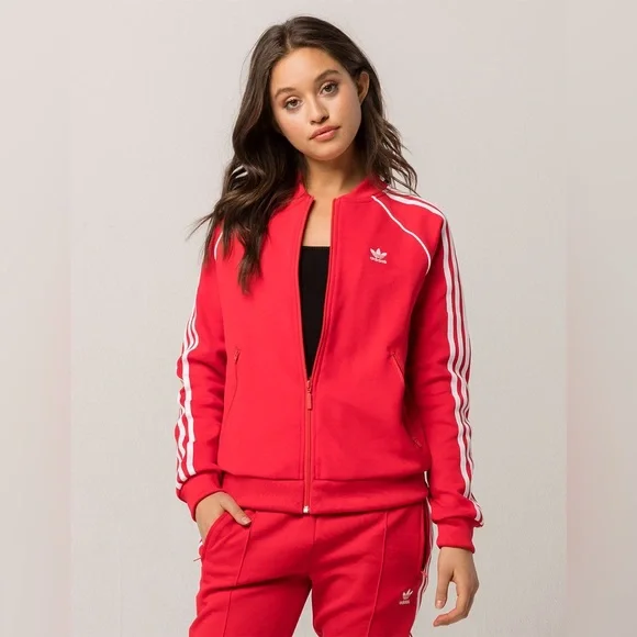 ADIDAS originals jacket S & pants XS, Womens SST Red Track Suit tricolor - Picture 7 of 10
